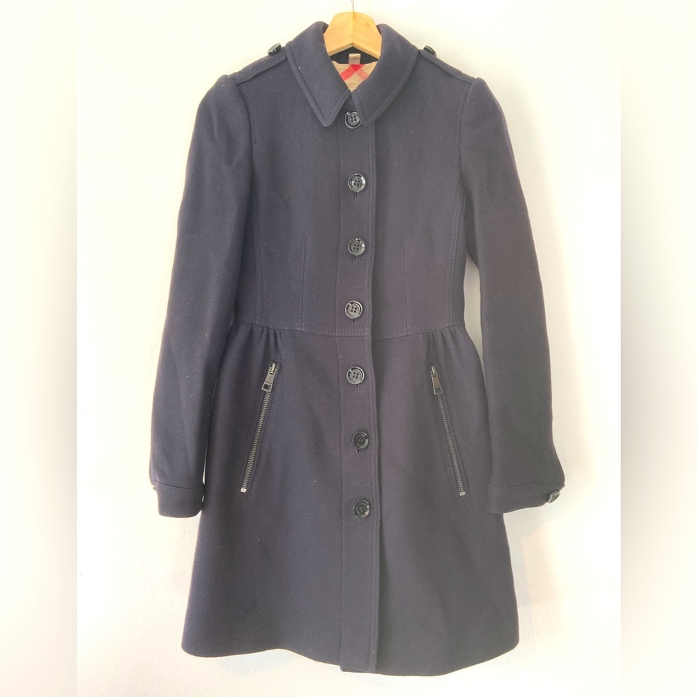 Burberry Brit Navy Wool Coat Size 2